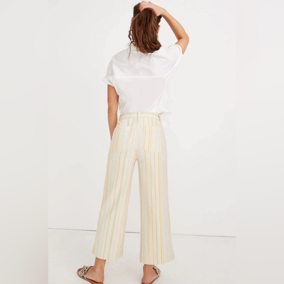 Madewell Emmett Wide Leg Crop Pants in Stripe - Picture 3 of 5